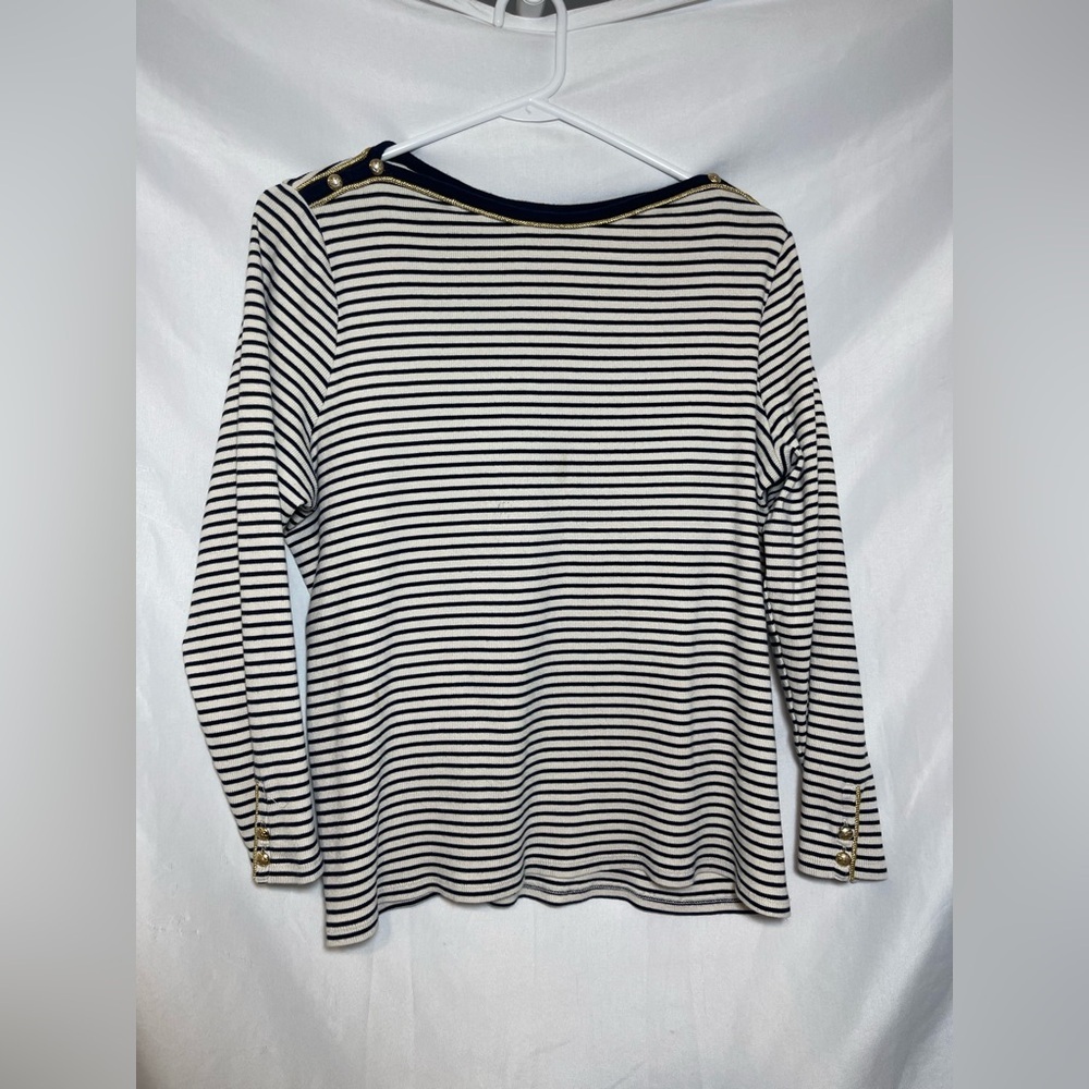 Ralph Lauren Black and White Striped Long Sleeve Top